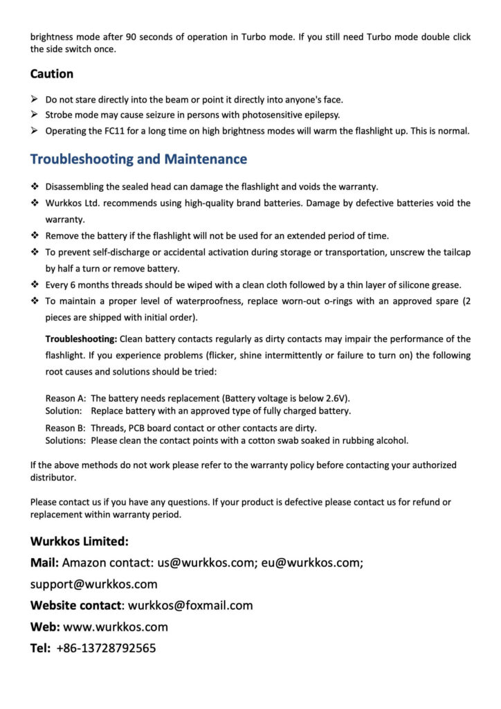 Wurkkos FC11C Halloween flashlight  manual
