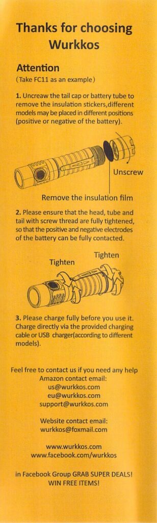 Wurkkos FC11C Halloween flashlight  manual