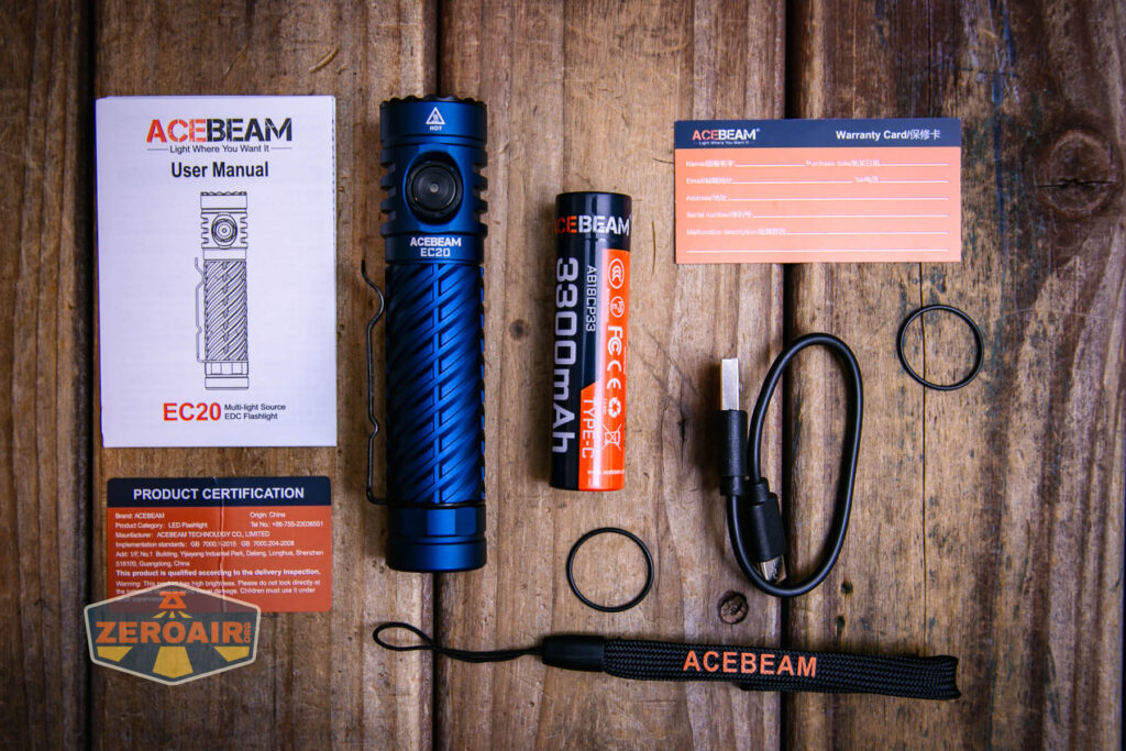 Acebeam EC20 Multi-light Source EDC flashlight what's included