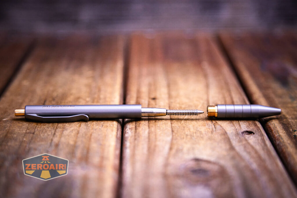 Aerocrafted Retract Click Small Pen parts together