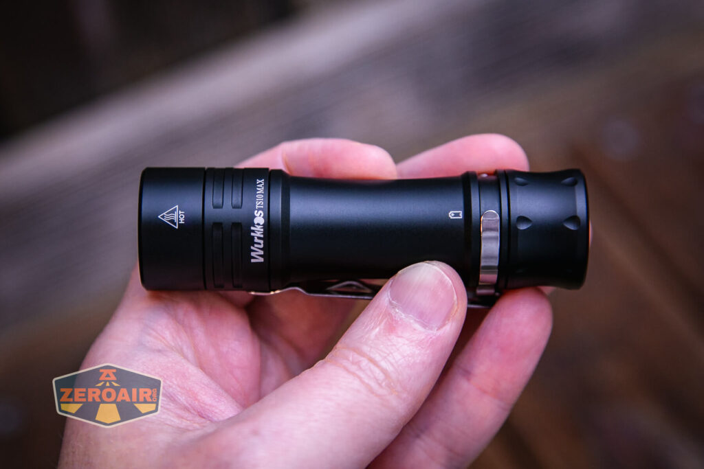 Wurkkos TS10 MAX flashlight in hand