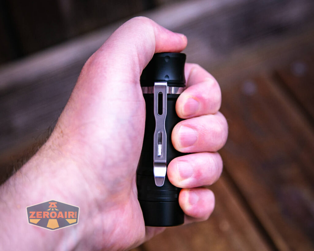 Wurkkos TS10 MAX flashlight in hand
