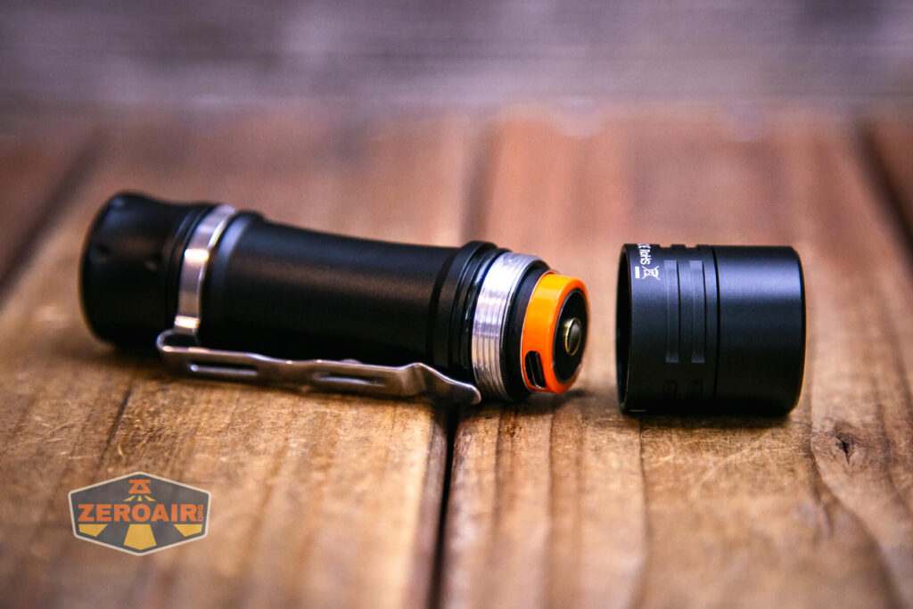 Wurkkos TS10 MAX flashlight with included 18650 installed