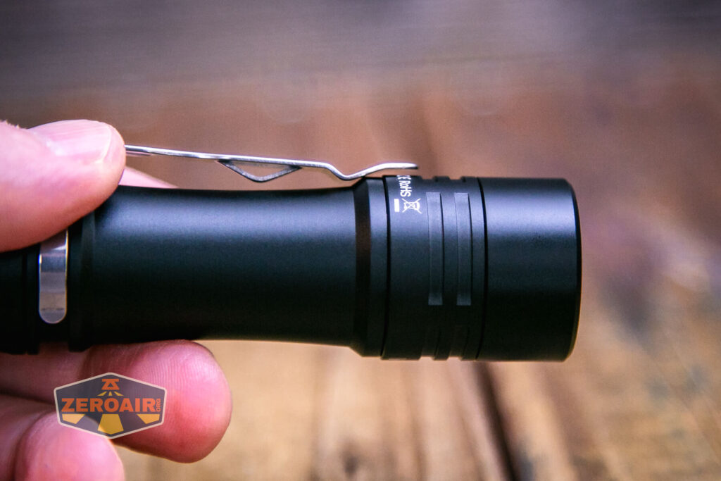 Wurkkos TS10 MAX flashlight pocket clip detail