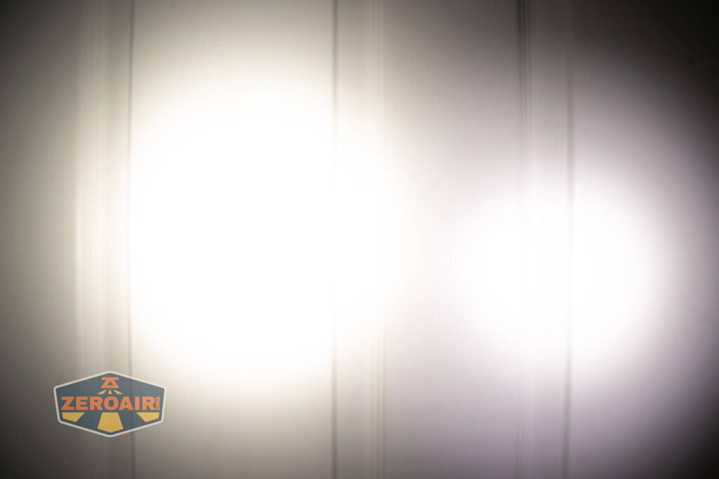 Wurkkos TS10 MAX flashlight beamshots on door compared to nichia 219b