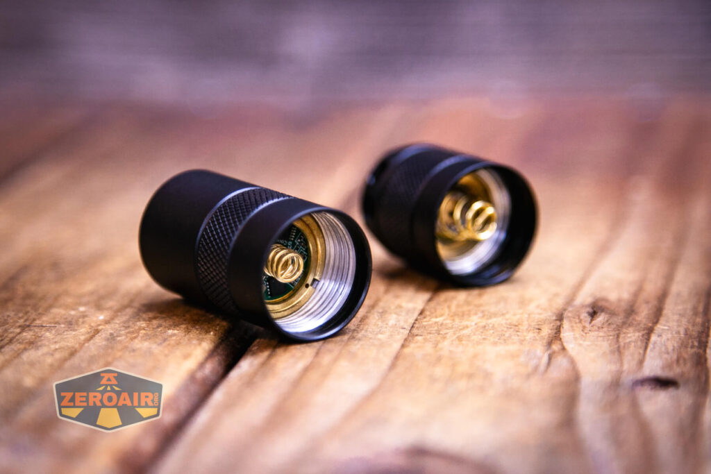 Convoy S2+ B35AM flashlight showing dual springs