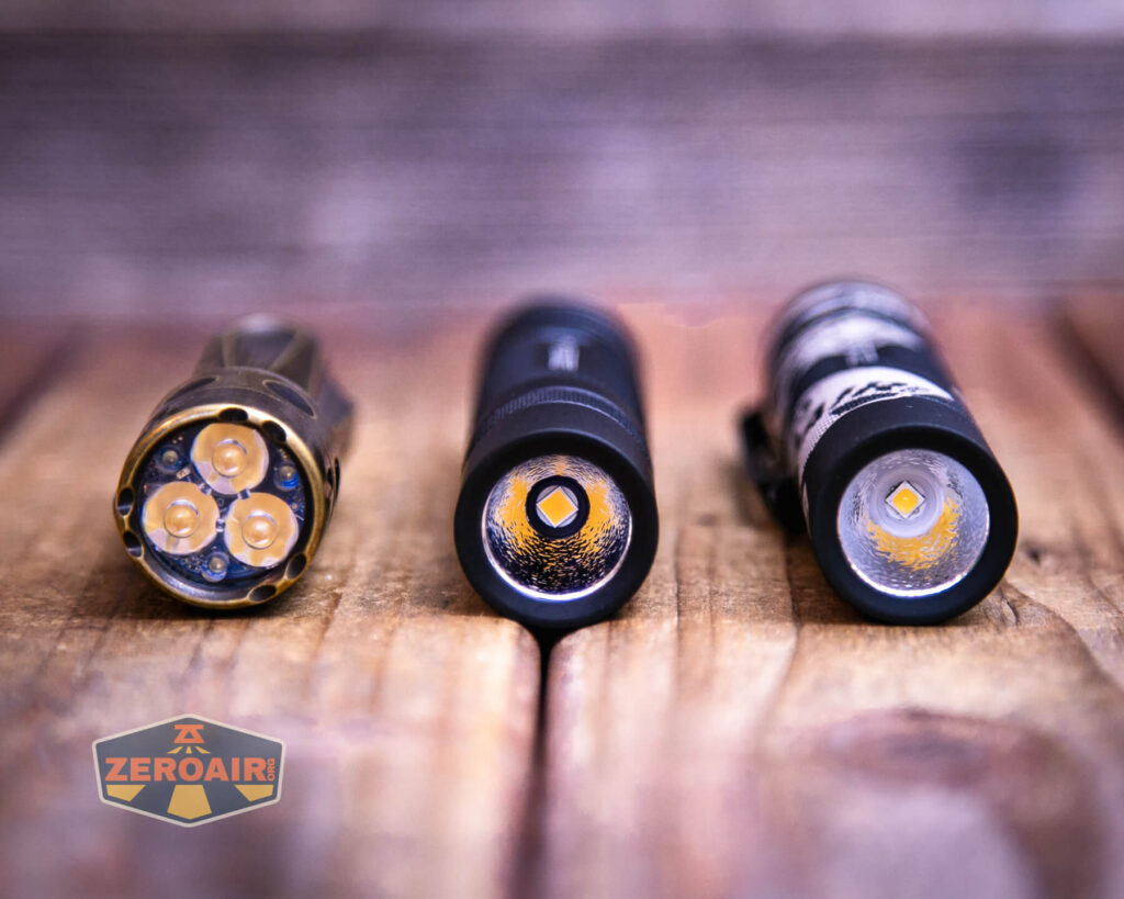 Convoy S2+ B35AM flashlight with two standard sized flashlights