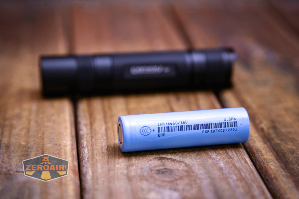 Convoy S2+ B35AM flashlight with optional 18650