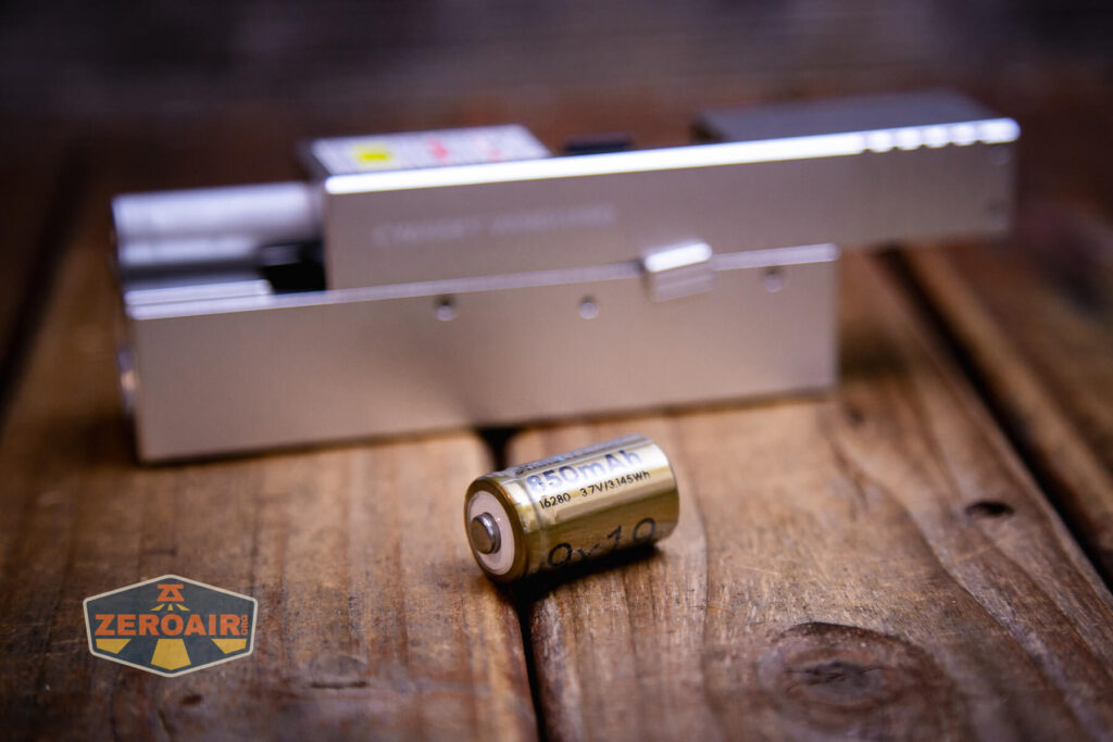 Cyansky Vanguard flashlight with 16340 out