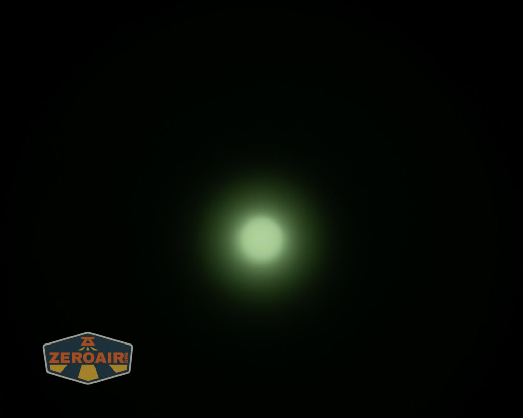 Cyansky Vanguard flashlight beamshots on ceiling