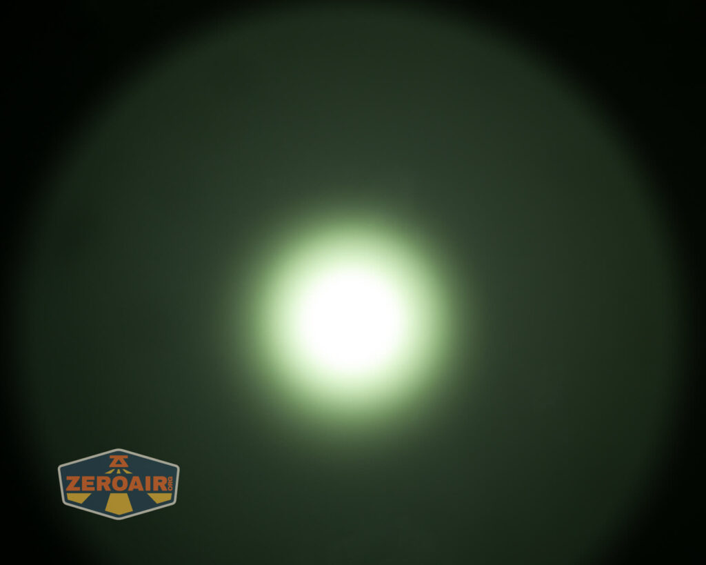 Cyansky Vanguard flashlight beamshots on ceiling