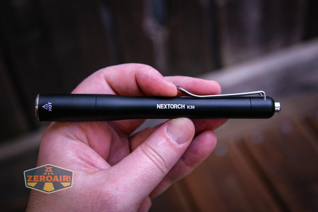 Nextorch K30 penlight in hand