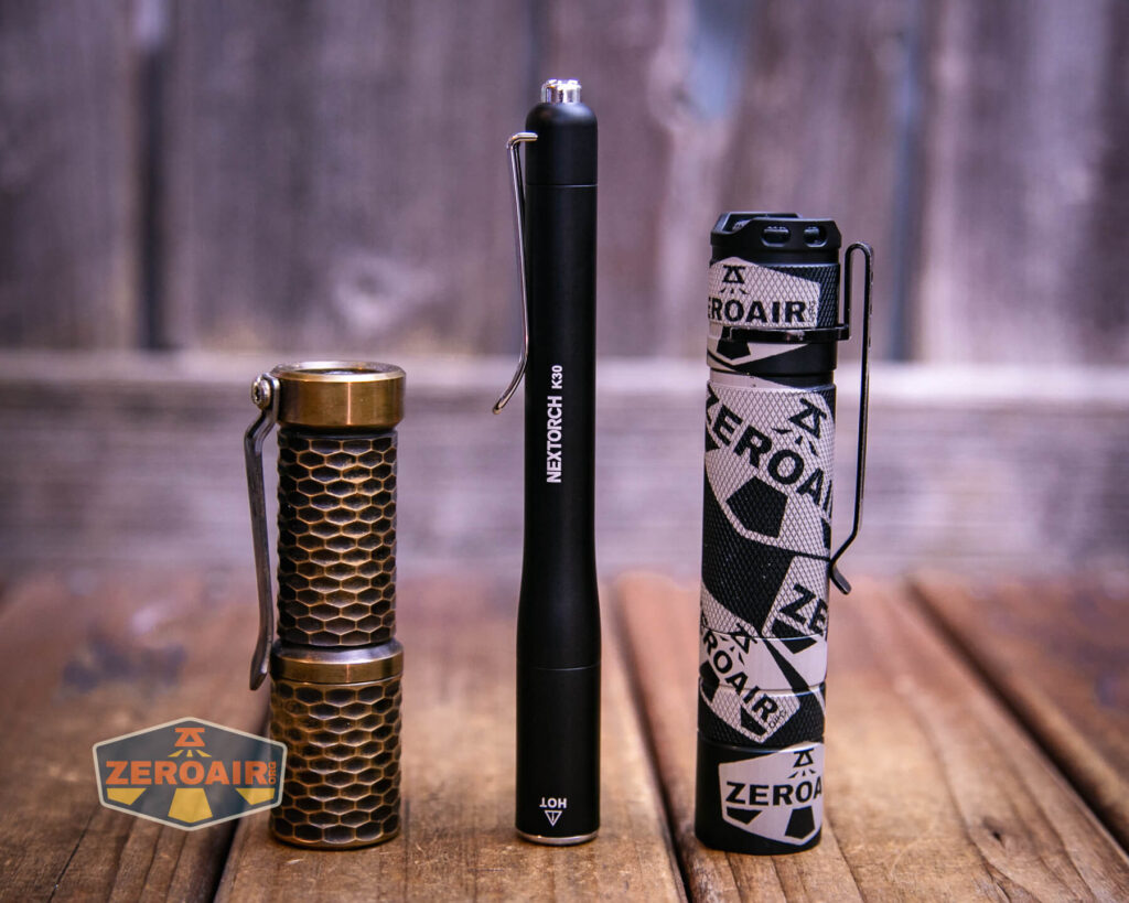 Nextorch K30 penlight with two standard sized flashlights