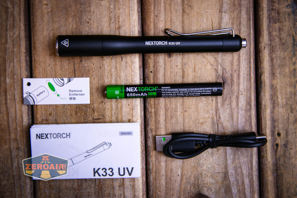 Nextorch K33 UV penlight what's included