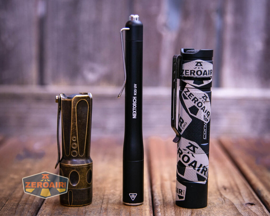 Nextorch K33 UV penlight with two standard sized flashlights