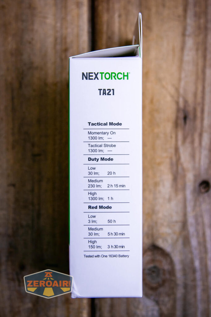 Nextorch TA21 portable tactical flashlight box