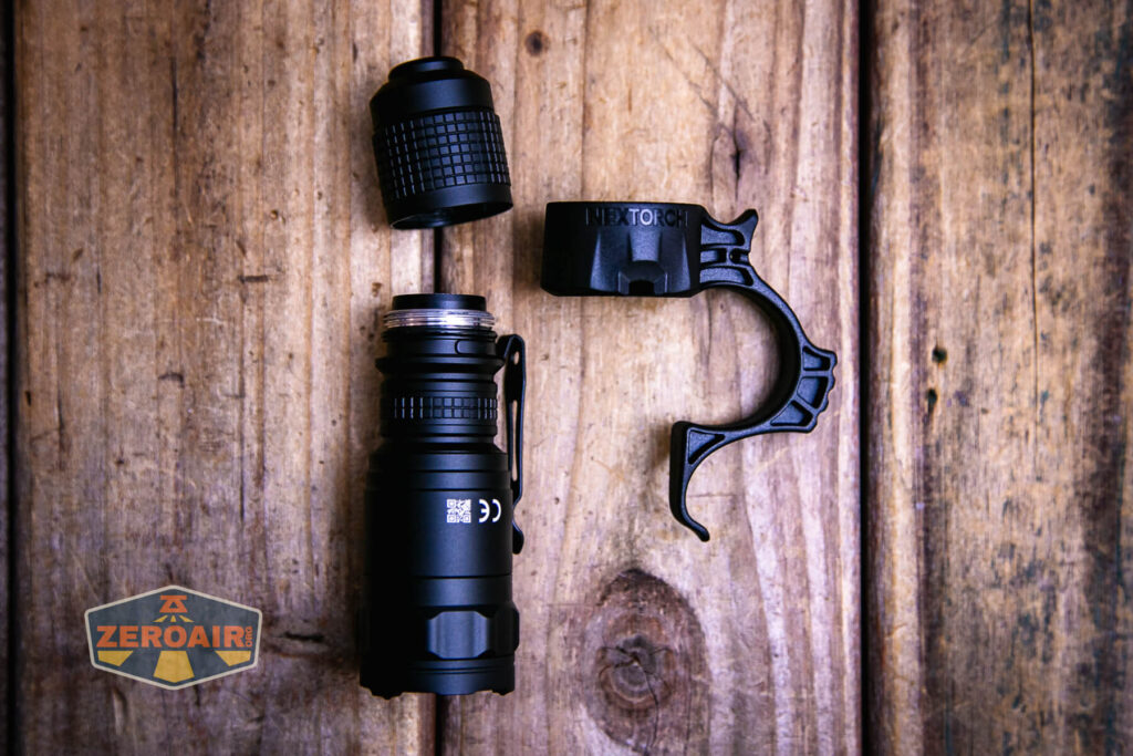 Nextorch TA21 portable tactical flashlight tactical grip removed