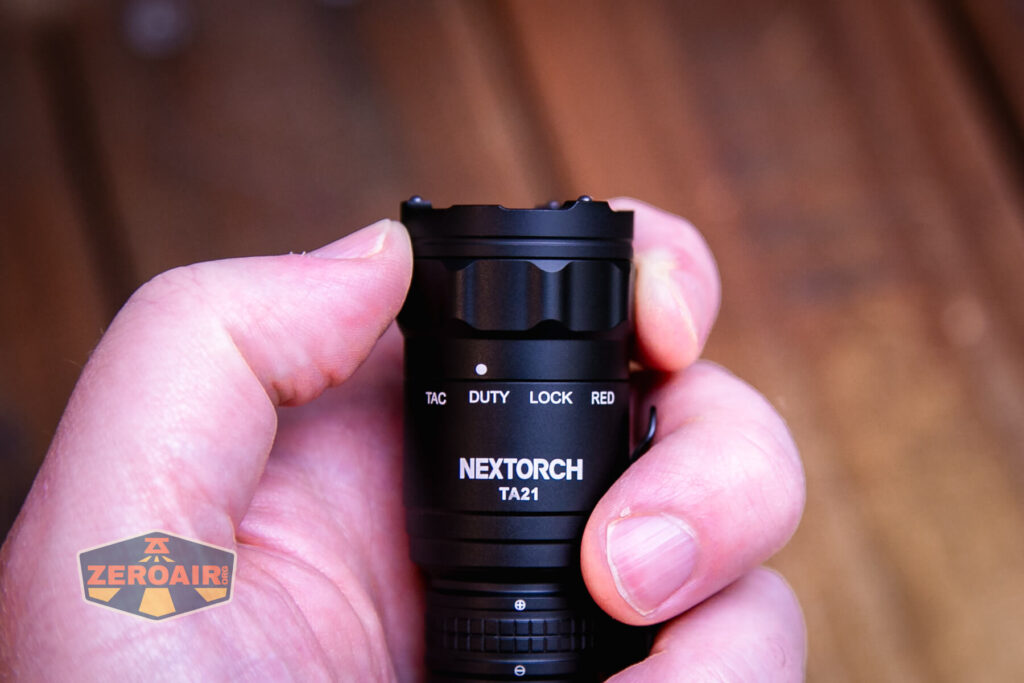 Nextorch TA21 portable tactical flashlight rotary on head