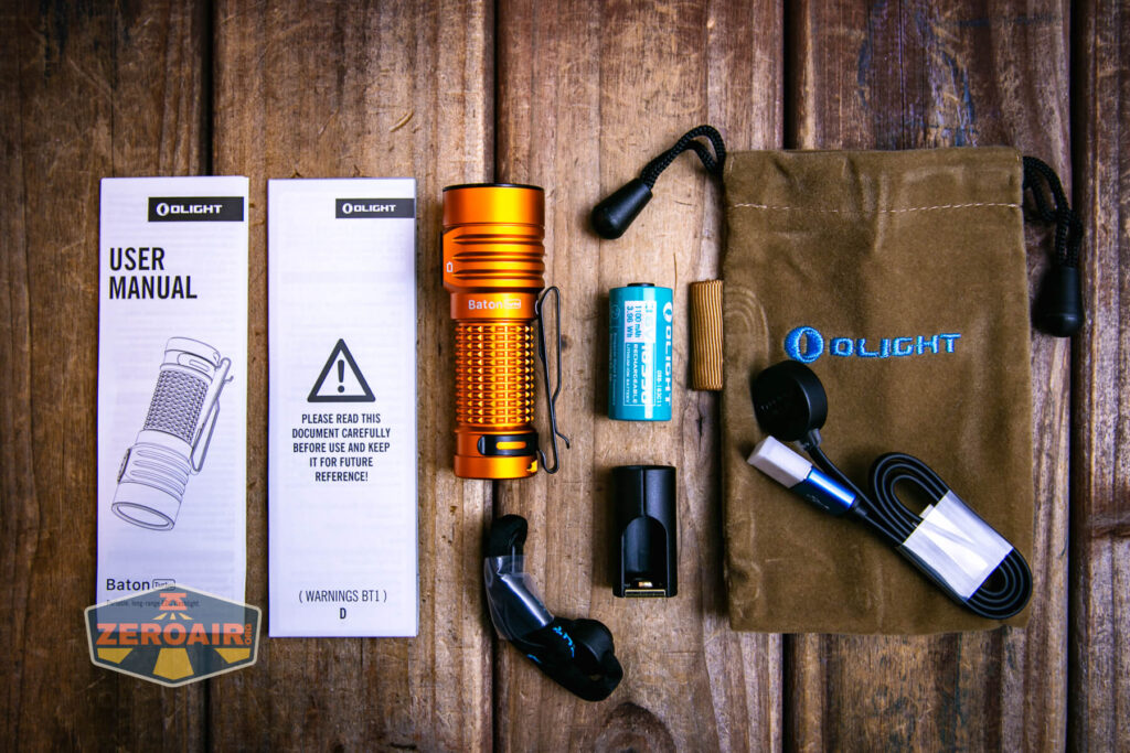 Olight Baton Turbo Orange flashlight what's included
