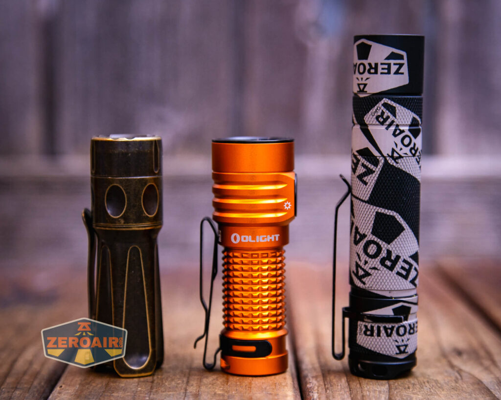 Olight Baton Turbo Orange flashlight with standard lights