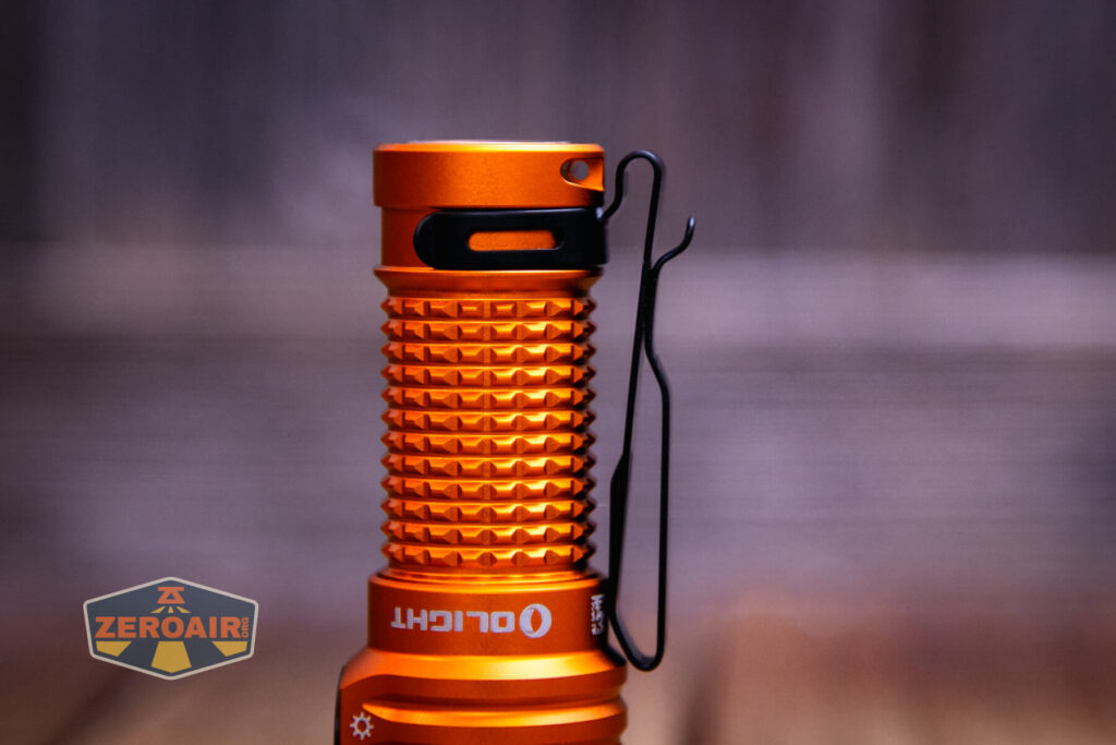 Olight Baton Turbo Orange flashlight pocket clip