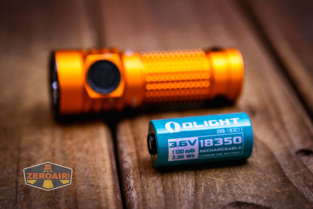 Olight Baton Turbo Orange flashlight with included 18350