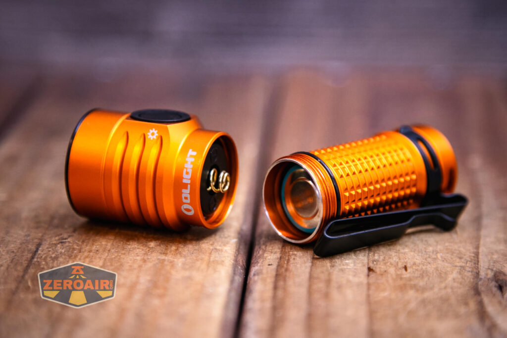 Olight Baton Turbo Orange flashlight with included 18350 installed