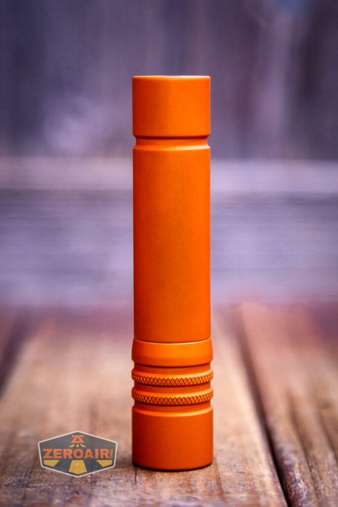 Focusworks EDC F3 Pumpkin Orange flashlight showing all sides