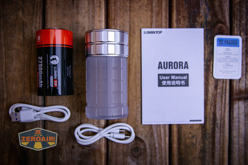 Lumintop Aurora flashlight powerbank what's included