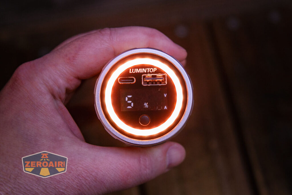 Lumintop Aurora flashlight powerbank warm white emitter array on