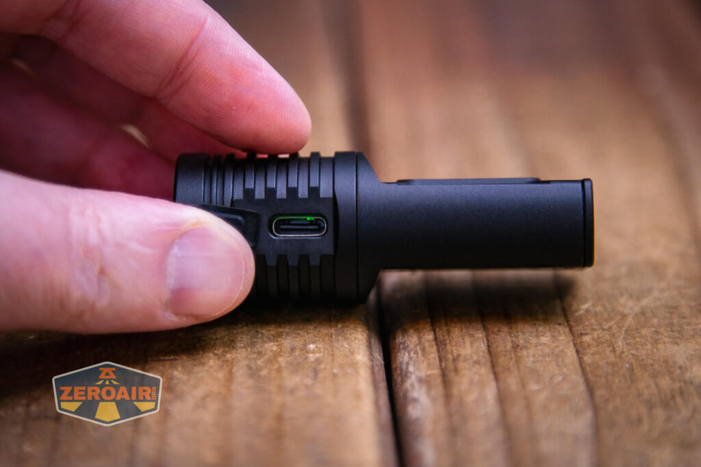 Lumintop GT Nano V5.0 flashlight charging port open