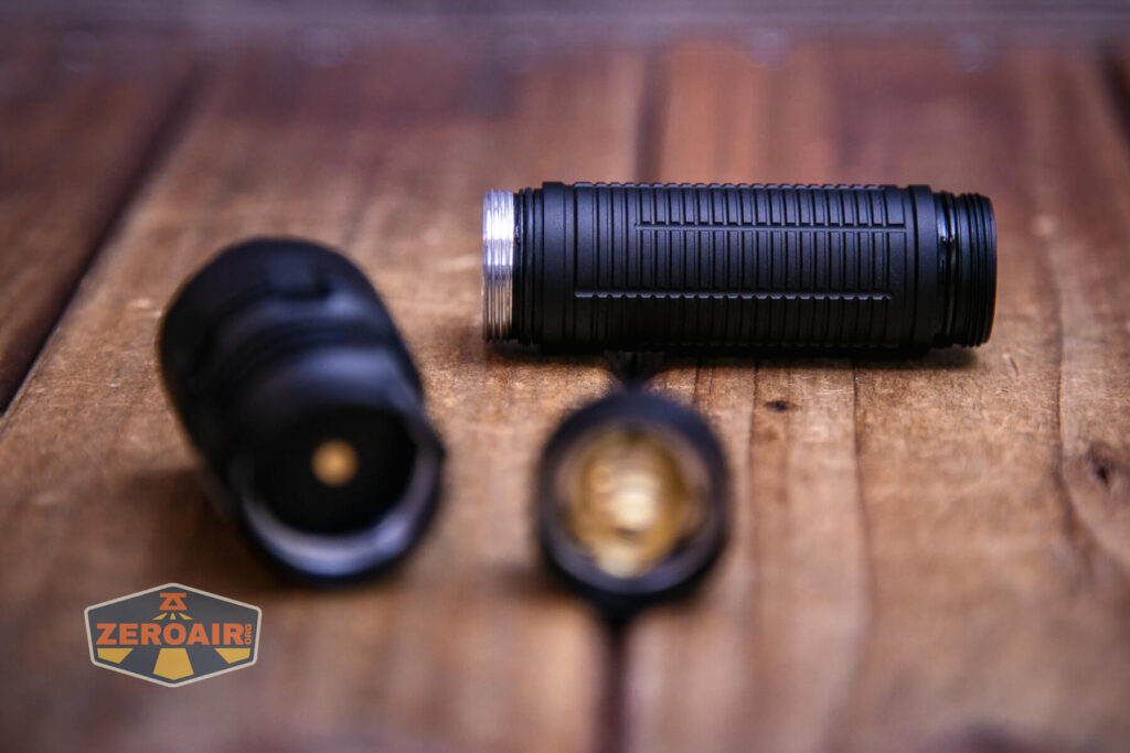 Lumintop W1 LED flashlight showing cell tube