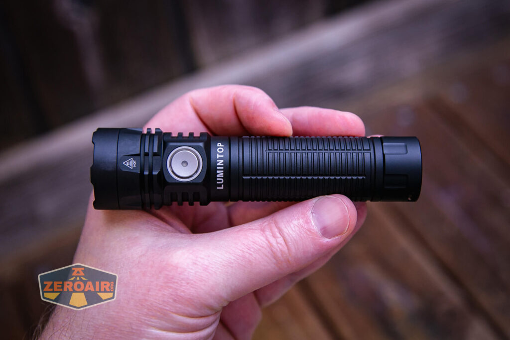 Lumintop W1 LED flashlight in hand
