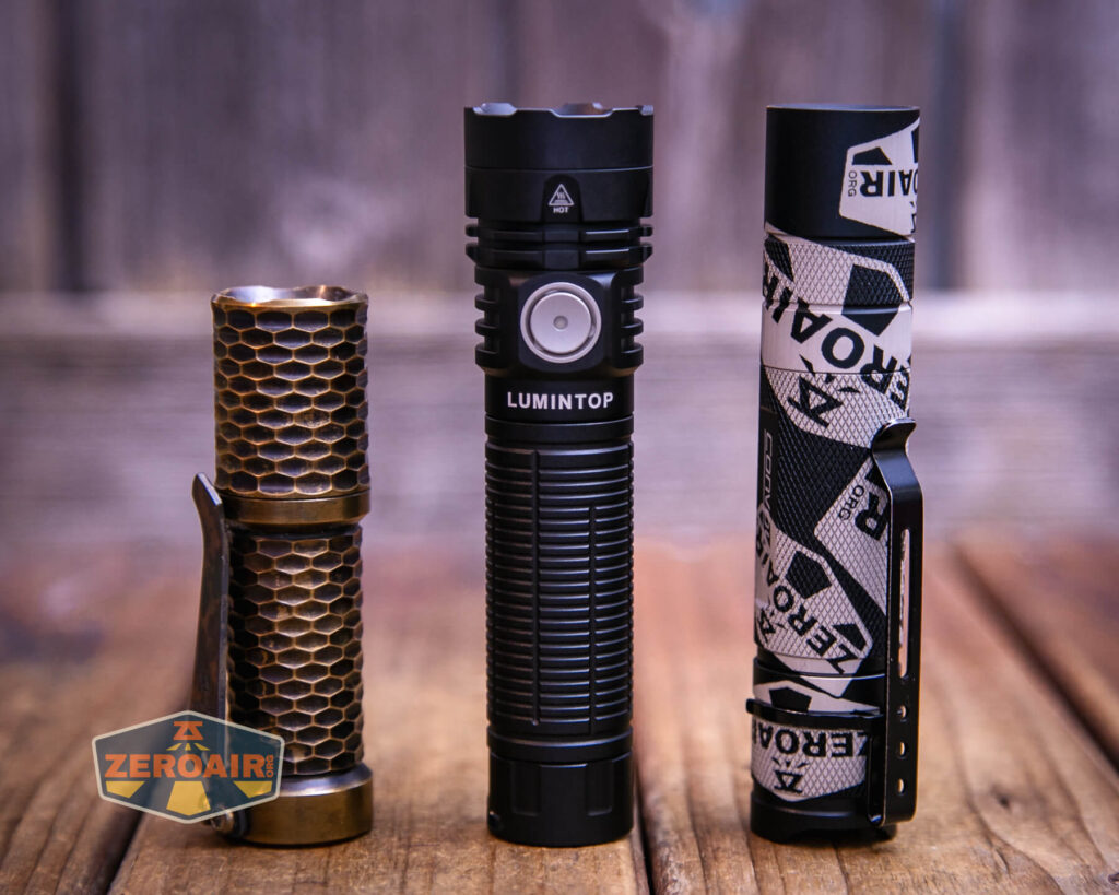 Lumintop W1 flashlight with standard flashlights