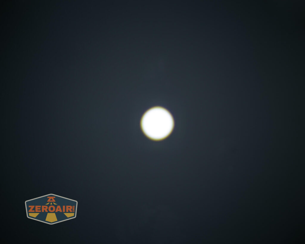 Lumintop W1 flashlight beamshots on ceiling