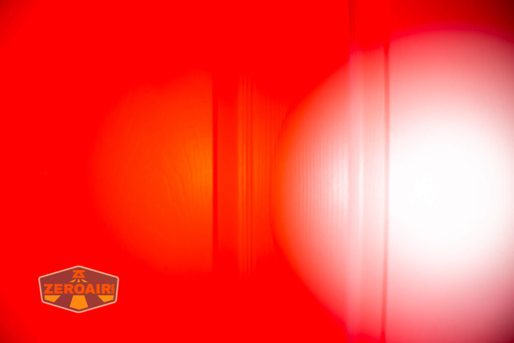 Lumintop W1 flashlight beamshots on door compared to nichia 219b