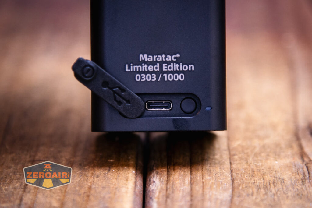 Maratac X-3 Gen II flashlight charging port