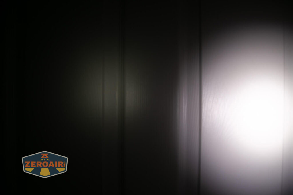 Maratac X-3 Gen II flashlight beamshots on door (at 1') compared to nichia 219b 4500K
