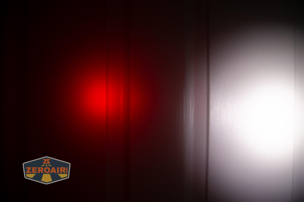 Maratac X-3 Gen II flashlight beamshots on door (at 1') compared to nichia 219b 4500K