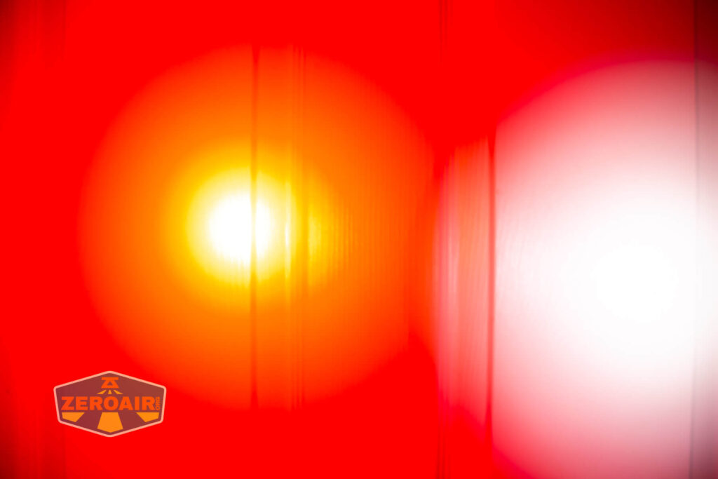 Maratac X-3 Gen II flashlight beamshots on door (at 1') compared to nichia 219b 4500K