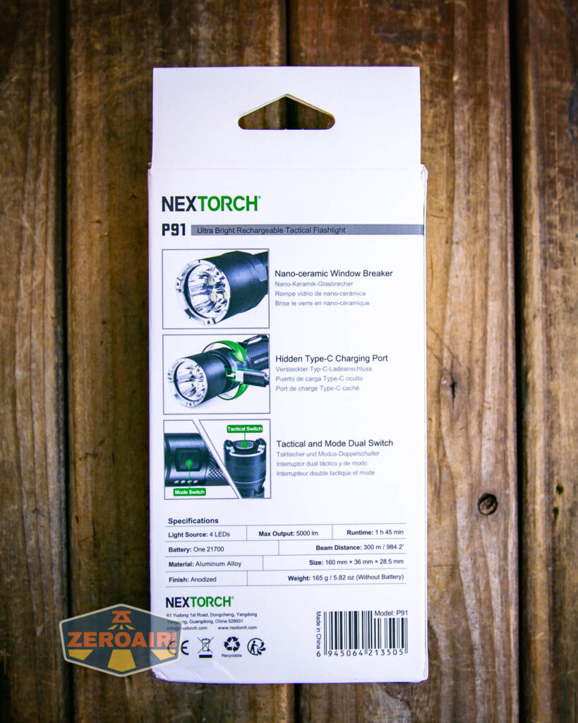 Nextorch P91 flashlight box