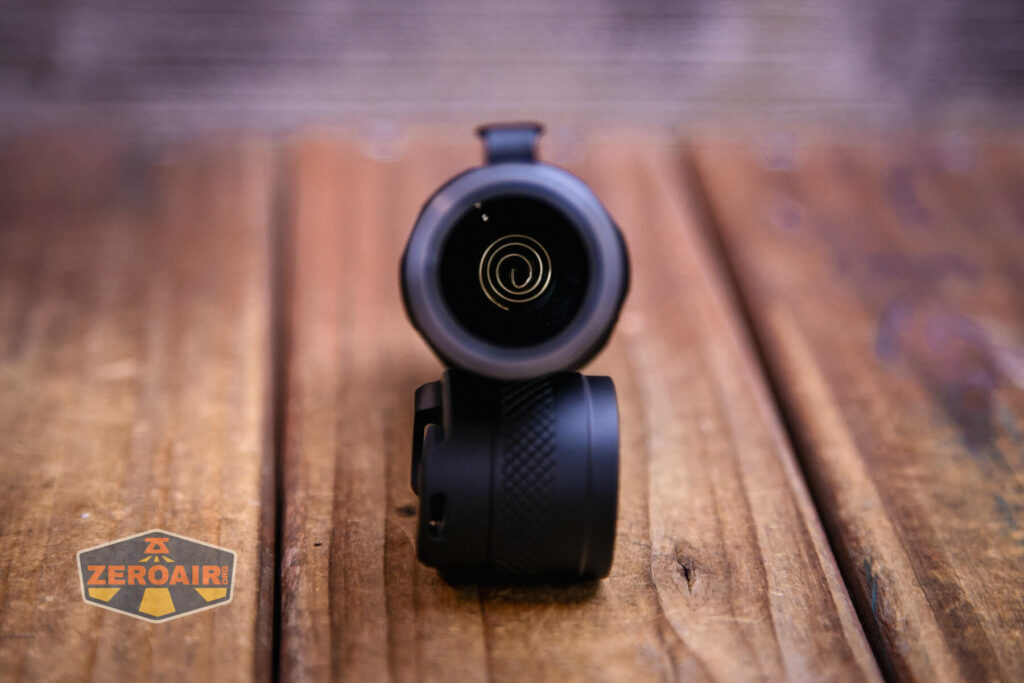 Nextorch P91 flashlight showing spring in head