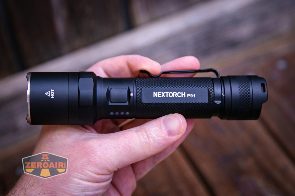 Nextorch P91 flashlight in hand