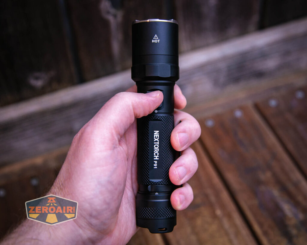 Nextorch P91 flashlight in hand