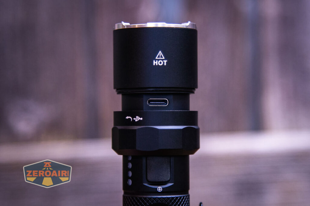 Nextorch P91 flashlight charging port open