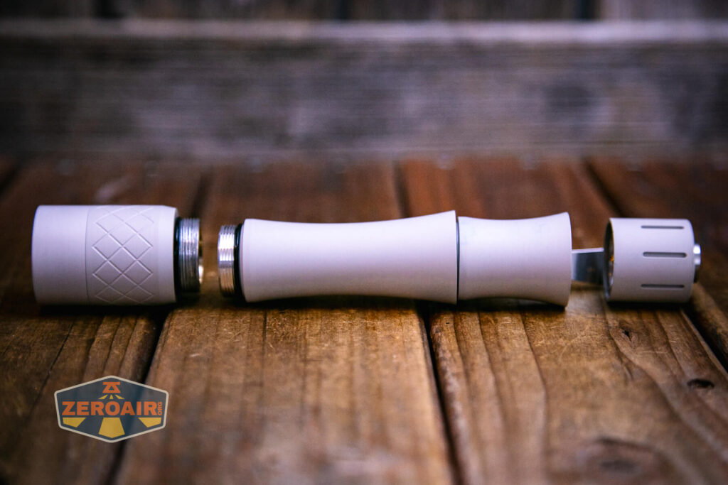NLightD L3 LEP flashlight showing you can't use both cell tubes at one time