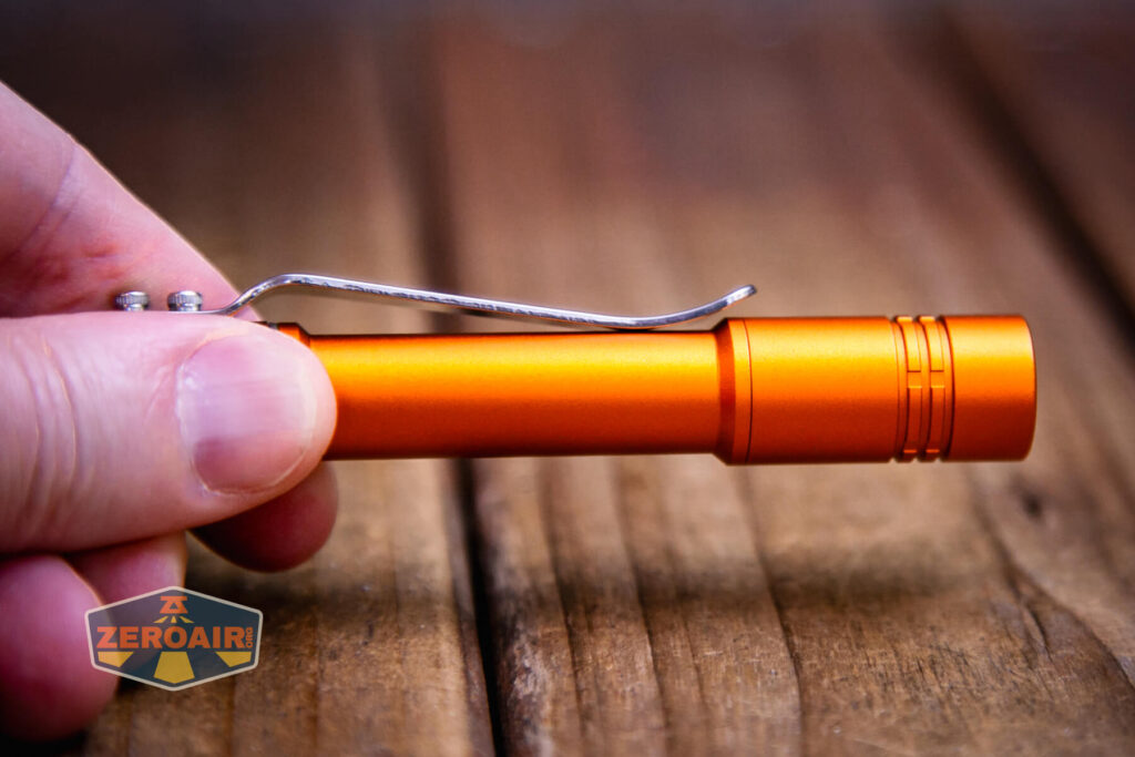 ReyLight Pineapple Mini Mk II flashlight screw pocket clip profile view 