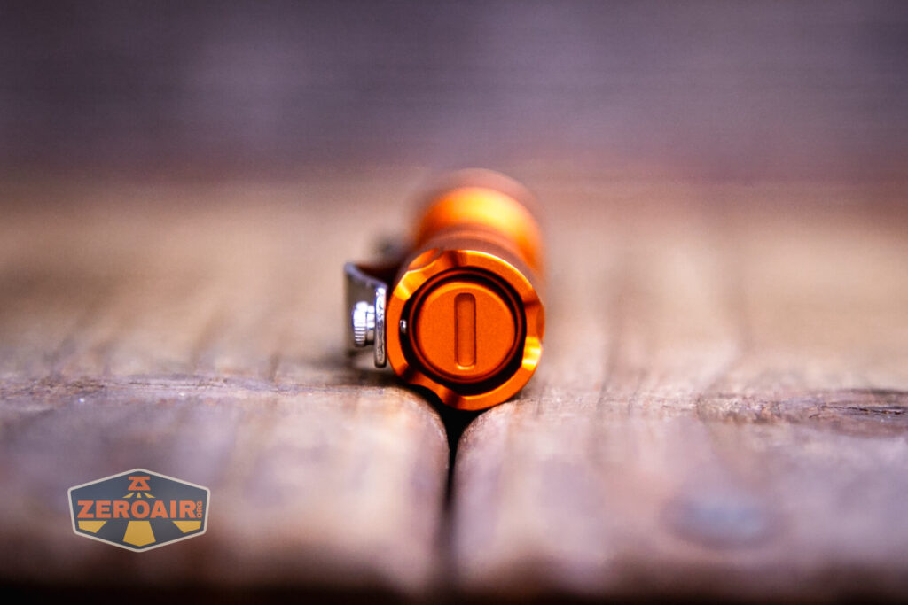 ReyLight Pineapple Mini Mk II flashlight tail switch with tritium slot