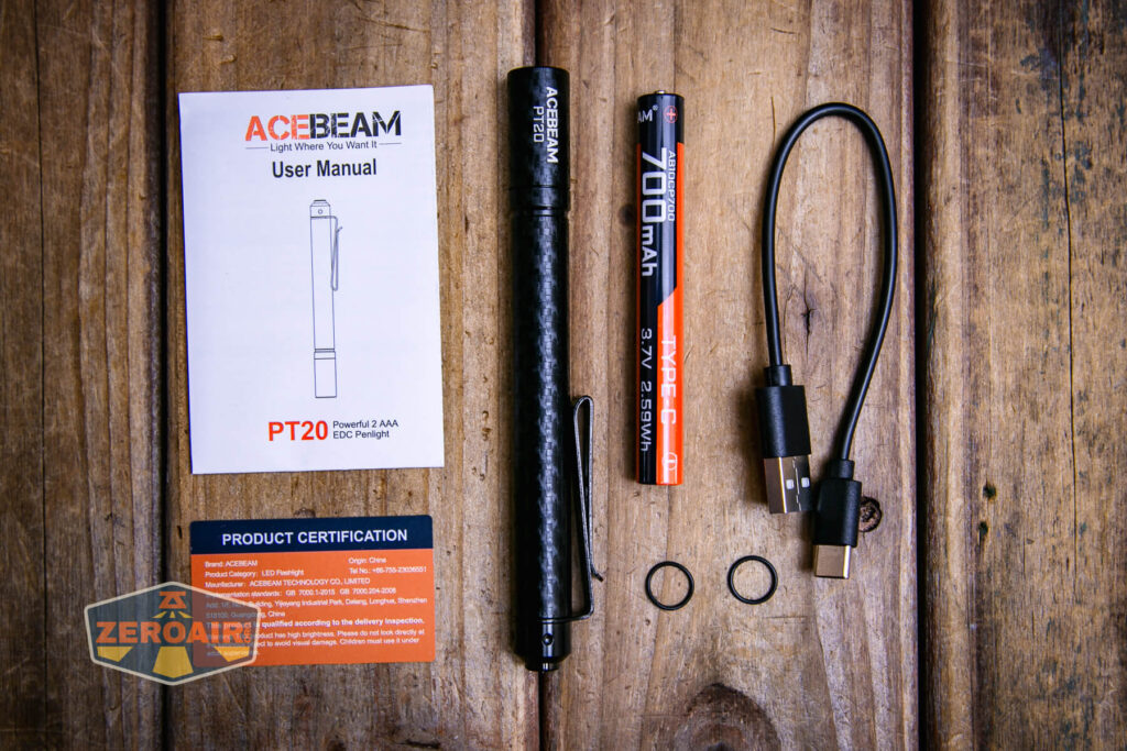 Acebeam PT20 portable EDC penlight what's included