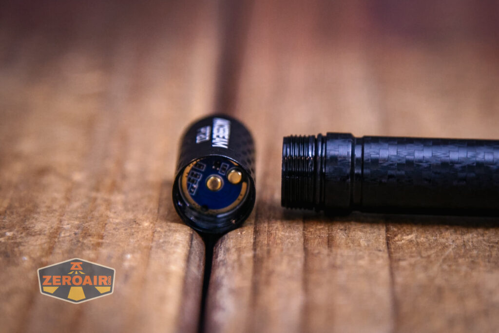 Acebeam PT20 portable EDC penlight head off showing threads